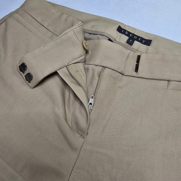 Theory Slim Leg Mid-rise Flat Front Khaki Women's Dress Pants Size 6 - Picture 5 of 12